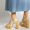 Dune London JEALOUS - GOLD-Women Heeled Sandals | Block Heeled Sandals