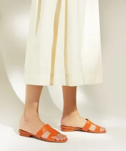 Dune London LOUPE - ORANGE-Women Flat Sandals | Wide Fit Sandals
