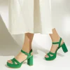 Dune London MOLTEN - GREEN-Women Heeled Sandals | Block Heeled Sandals