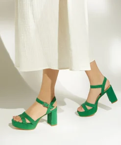 Dune London MOLTEN - GREEN-Women Heeled Sandals | Block Heeled Sandals